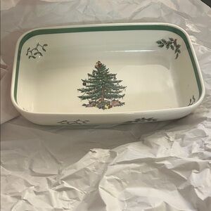 Spode England Christmas Tree Ceramic Baking Dish - Holiday Serving Baker